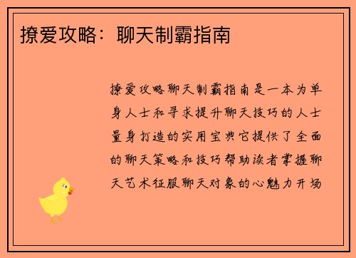 撩爱攻略：聊天制霸指南